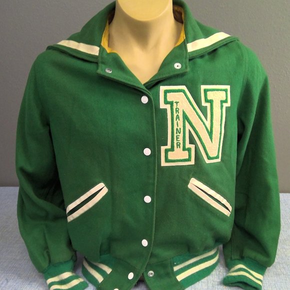 Vintage Kaye Bros. Green Custom Letterman Jacket Wool - Picture 1 of 11
